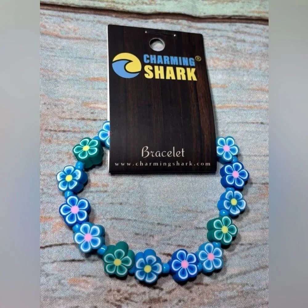 New Charming Shark polymer clay flower bracelet